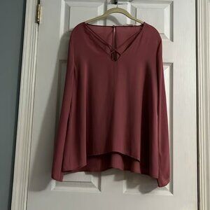 Lush Rose Long Sleeve Cross Front Top